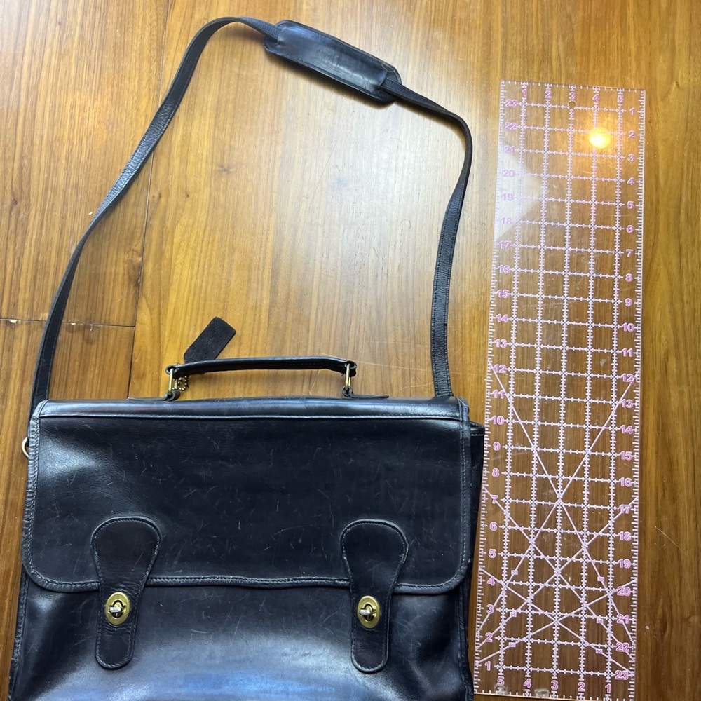 Vintage 1986 Coach Diplomat Attache Black Leather Briefcase Messenger Bag USA
